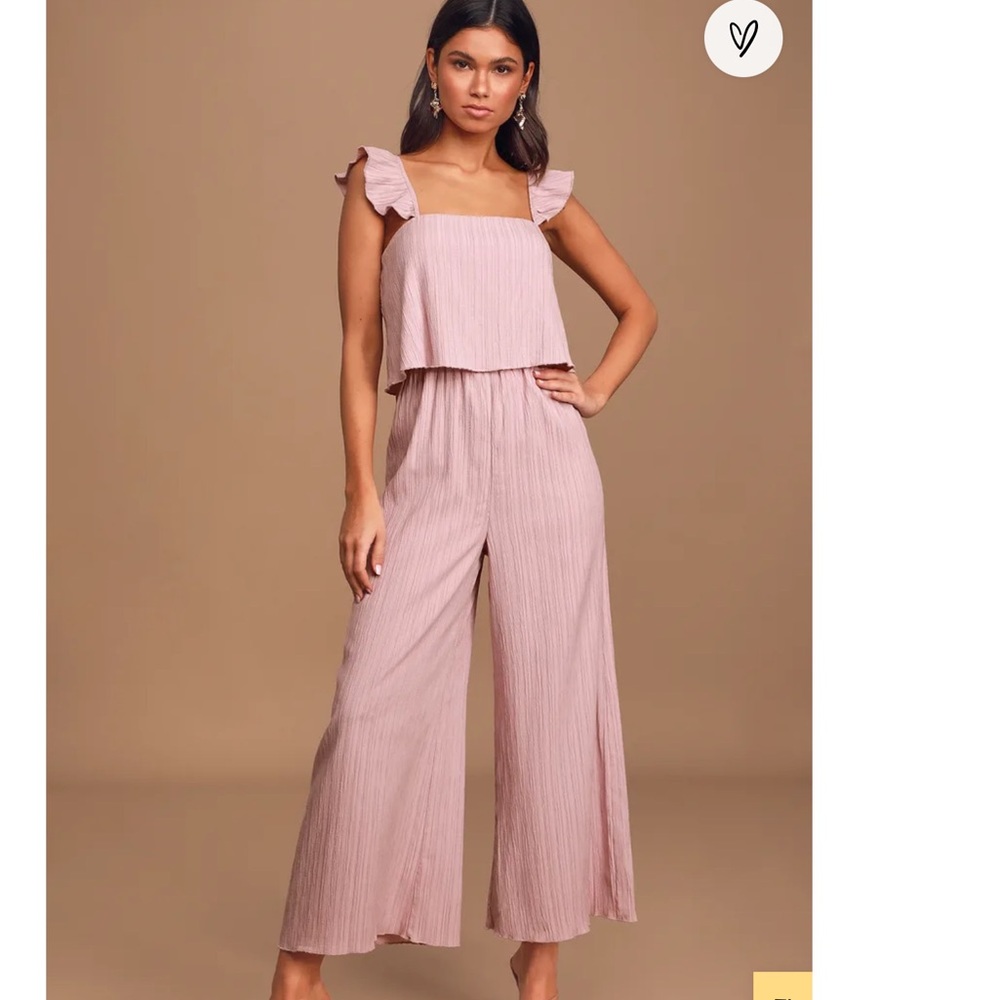 I Adore You Mauve Sleeveless Ruffled Culotte Jumpsuit